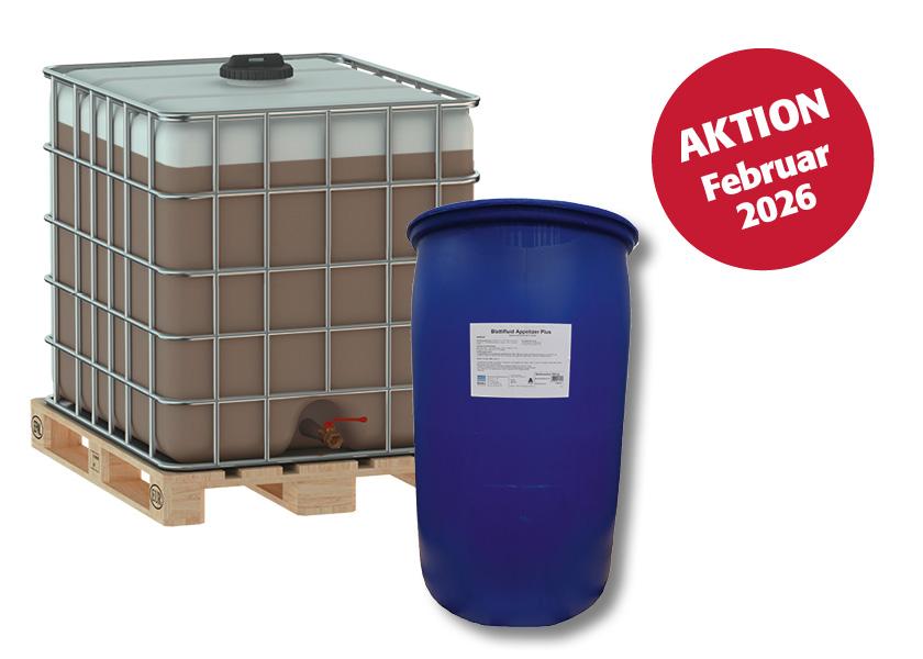 Appetizer Plus: flüssiges Ergänzungsfuttermittel für eine bessere Energieversorgung Appetizer Plus ist ein flüssiges Ergänzungsfuttermittel mit Malzextrakt, Glycerin und Traubenzucker zur gezielten Energieversorgung von Rindern und Kälbern, besonders in der Startphase. Aktion im Februar 2026.